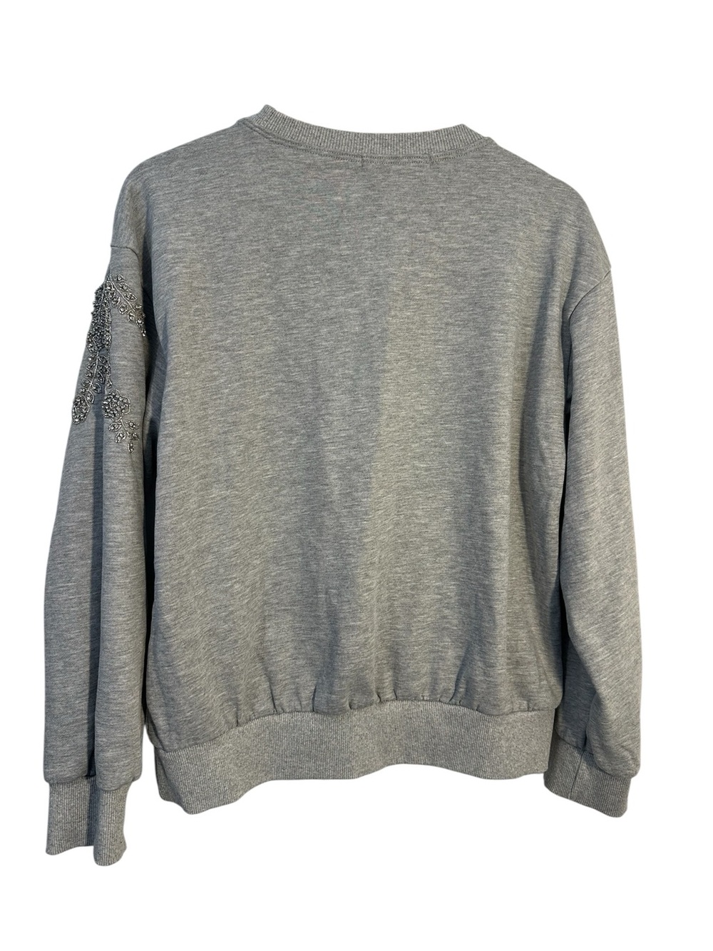 Rhinestone Embellished Lizette Collection Crewneck Sweater - Gray - Picture 13 of 15